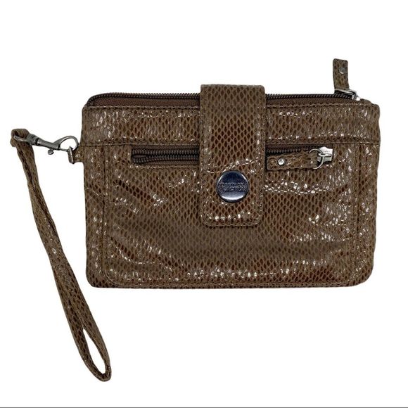 Kenneth Cole Reaction Brown Faux Snakeskin Wristlet - 7” x 5”  x 1” - Picture 3 of 3